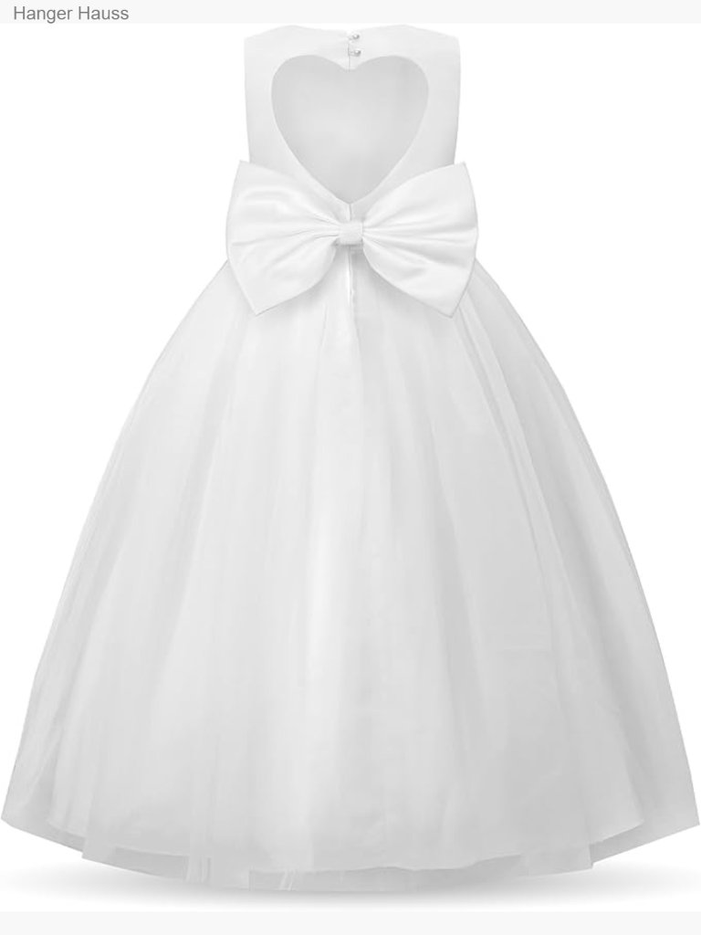 Flower Girl Tulle Ball Gown With Heart Cutout Bow